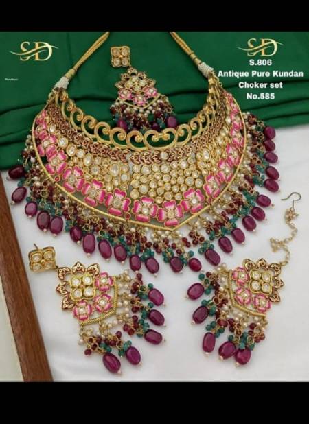 Designer Gold Antique Pure Kundan Choker Bridal Jewellery Catalog
