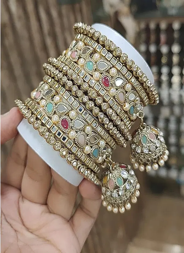 Designer Multi Colour Copper Bangles Set Wholesale Price In Surat
