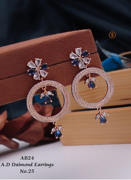 Designer Rose Gold AD 157 Diamond Earrings Catalog
