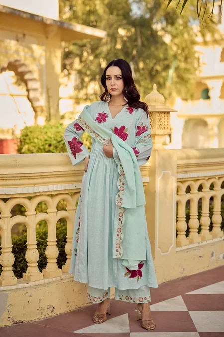 Designer Satkritee 01 Chanderi Embroidery Kurti Set
