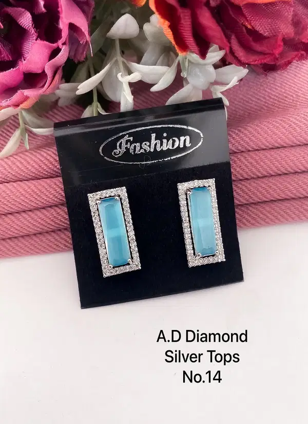 Designer Single AD Diamond Silver Tops 2 Wholesale Shop In Surat
