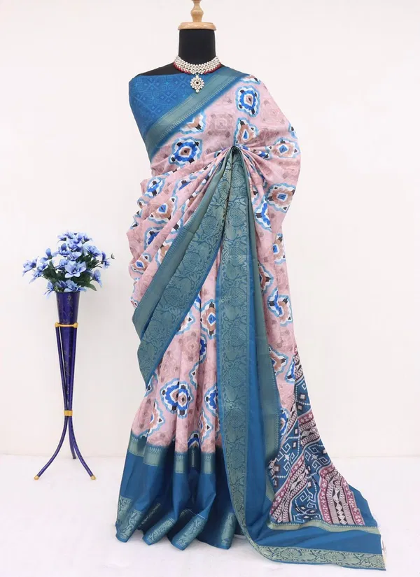 DF 173 Ek Tara Silk Weaving Zari Border Printed Saree Wholesale Shop In Surat