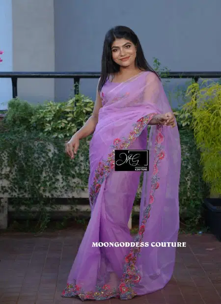  DF 180 Tanya Multi Embroidery Organza Saree Suppliers In India