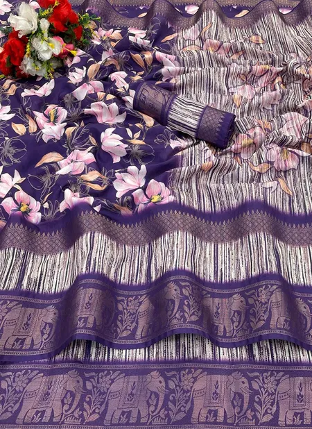 DF 65 Kalamkari Dola Silk Kanchipuram Border Designer Sarees Suppliers In India Catalog