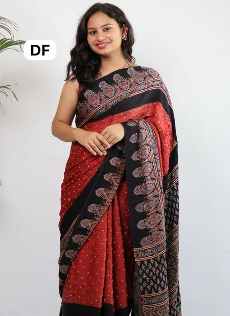 DF 85 Bandek Ajrakh Albela Cotton Digital Printed Sarees Wholesale Shop In Surat
