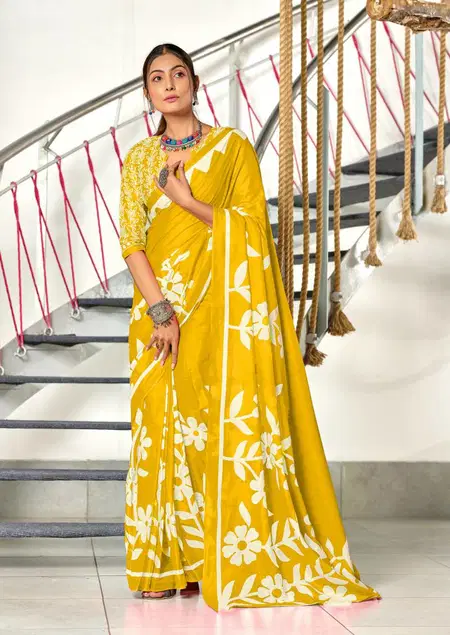 Df Kesariya Cotton With Hand Block Print Saree Bulk Orders In India