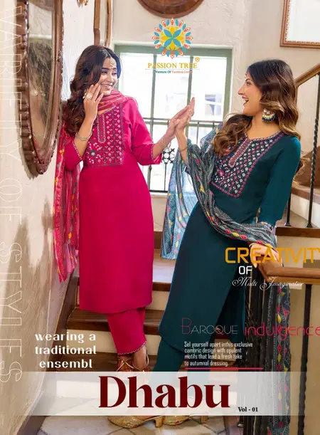 Dhabu Vol 1 By Passion Tree Cotton Wholesale Kurti With Bottom Dupatta In India