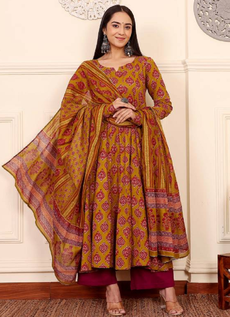Dhruvi 308 Viscose Printed Flared Kurti With Bottom Dupatta Exporters In India