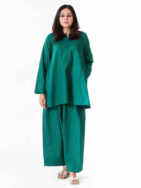 Dhruvi 472 Plain Chanderi Silk Kurti With Bottom
