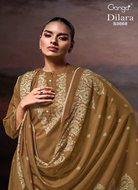 Dilara 3668 By Ganga Cotton Printed Embroidery Salwar Suit Exporters In India