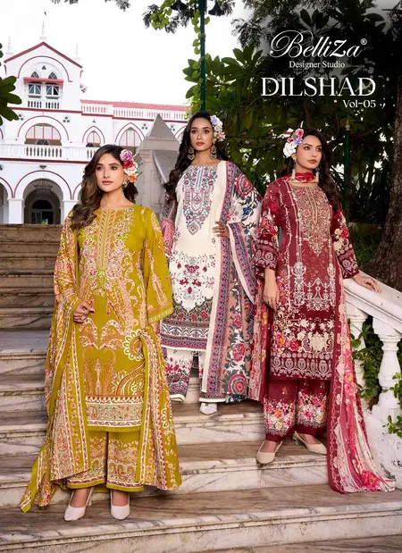 Dilshad Vol 5 Belliza Viscose Rayon Printed Surat Dress Material Wholesale Market
