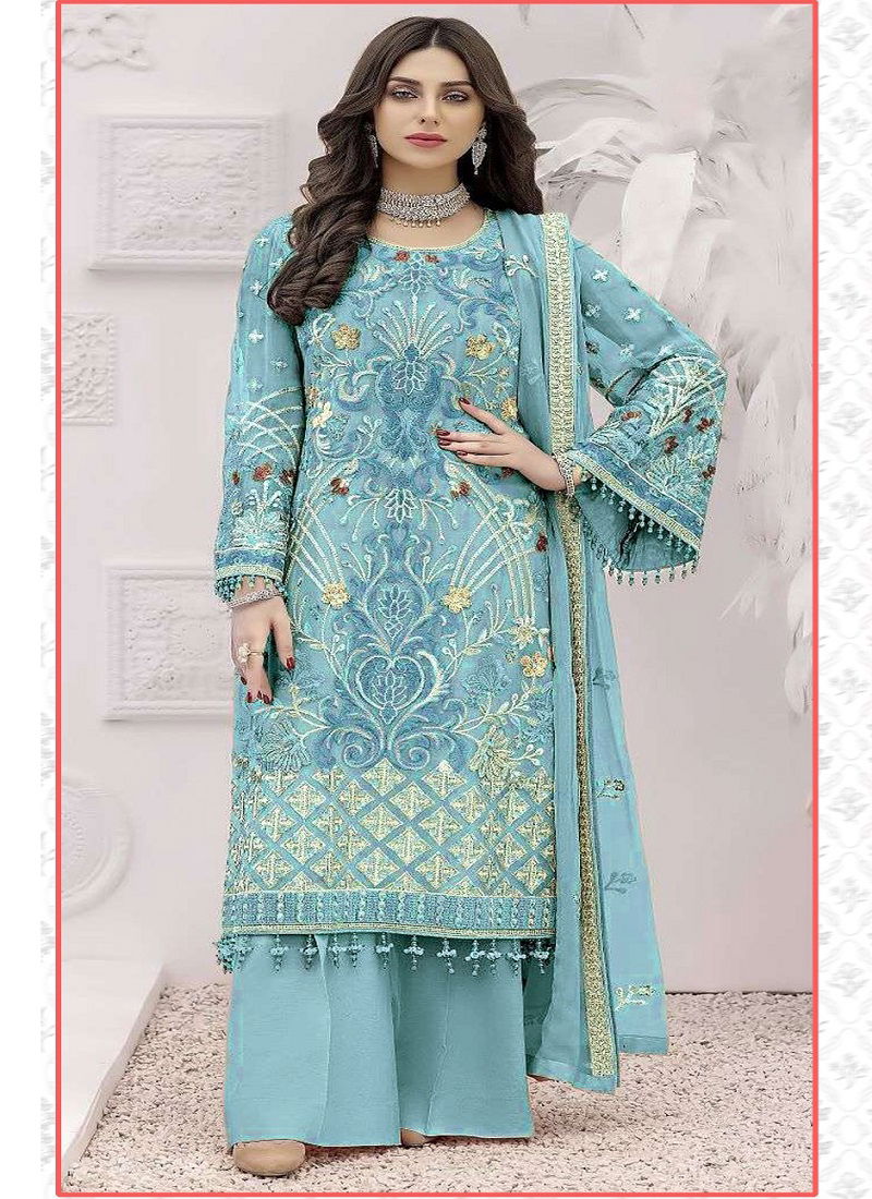 Dinsaa 176 Fancy Georgette Wholesale Pakistani Suit Catalog