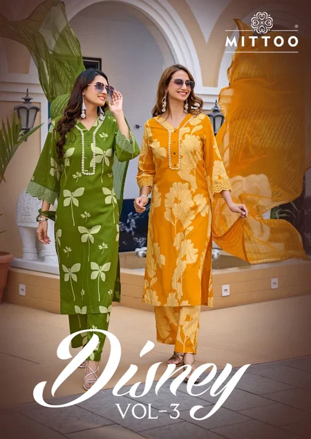 Disney Vol 3 By Mittoo Rayon Printed Kurti With Bottom Dupatta Exporters In India