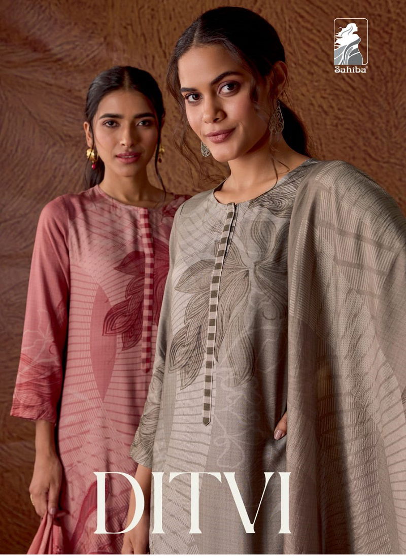 Ditvi By Sahiba Digital Printed Embroidered Dress Material Wholesale Market In Surat Catalog