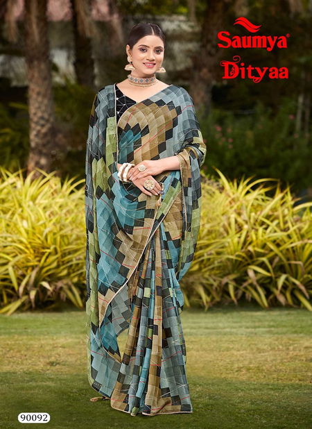 Ditya By Saumya Printed Daily Wear Georgette Sarees Wholesale Price In Surat Catalog