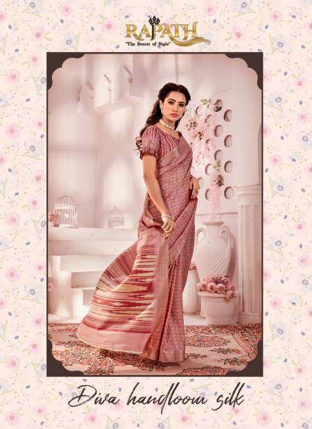 Diva Handloom Silk 92001 To 92006 Series By Rajpath Kolkata Handloom Printed Casual Wear Saree Manufacturers Catalog