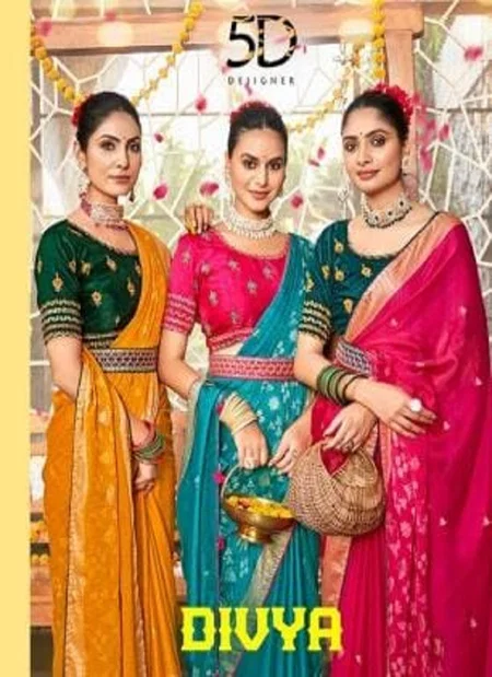 Divya By 5D Dull Moss Viscose Designer Sarees Wholesale Clothing Suppliers In India