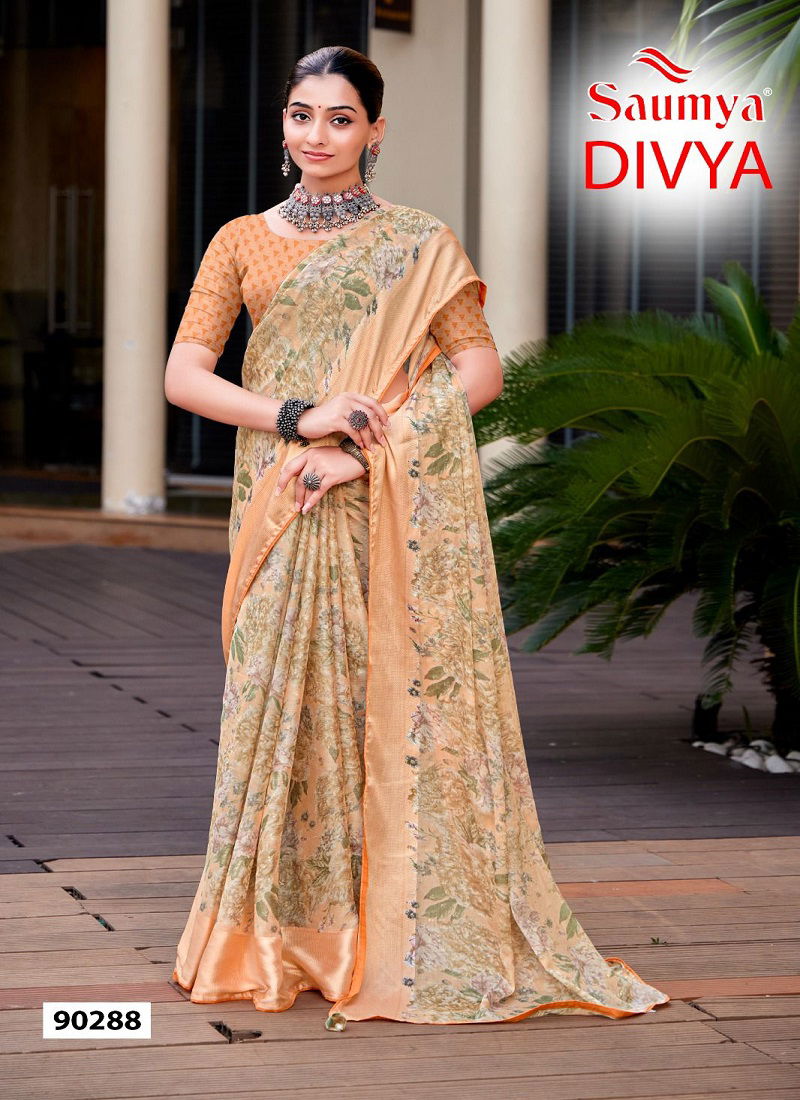 Divya By Saumya Chiffon Brasso Printed Sarees Wholesale Shop In Surat Catalog