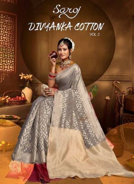 Divyanka cotton Vol 2 By Saroj Soft Cotton Silk Designer Sarees Wholesale Suppliers In Mumbai
 Catalog