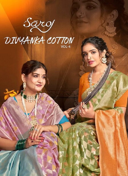 Divyanka cotton Vol 4 By Saroj Soft Cotton Silk Sarees Wholesale Shop In Surat
