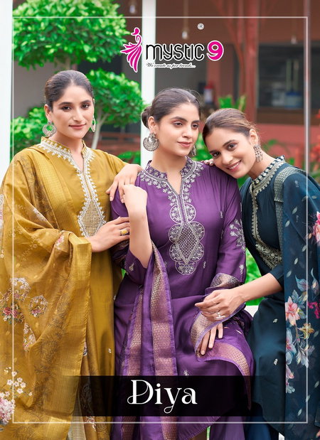Diya Vol 1 By Mystic 9 Modal Embroidery Kurti With Bottom Dupatta Wholesale Shop In Surat
