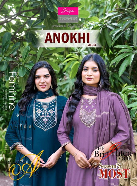 Anokhi Vol 3 By Diya trends Roman Silk Kurti Bottom With Dupatta Wholesale Clothing Suppliers In India