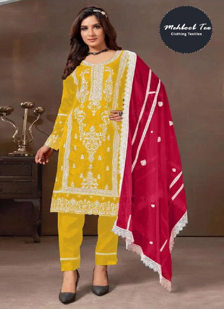 DN 1212 Mehboob Tex Organza Embroidered Designer Pakistani Salwar Suits Catalog