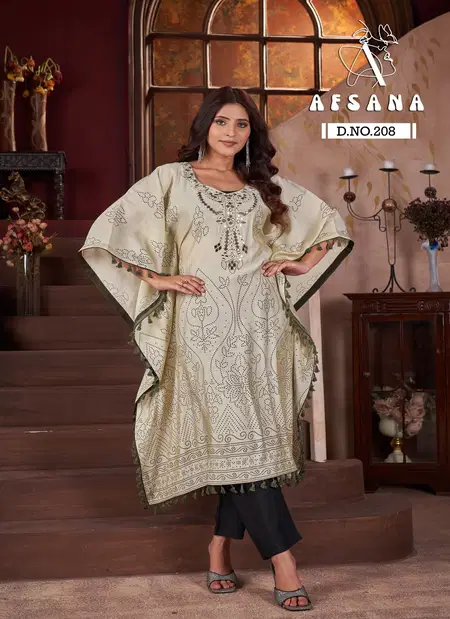 DN 208 By Afsana Modal Kaftan Kurti With Bottom Wholesale Shop In Surat