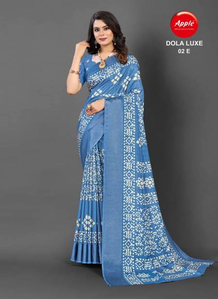 Dola Luxe 02 By Apple Designer Dola Silk Printed Sarees Wholesale Market In Surat With Price
 Catalog