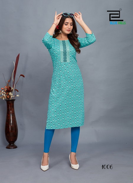 Dream 3 By Blue Hills Printed Straight Kurti Wholesale Price In Surat

