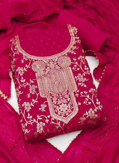 Ds Designer Suit Chanderi Jacquard Non Catalog Dress Material Wholesale Price In Surat
