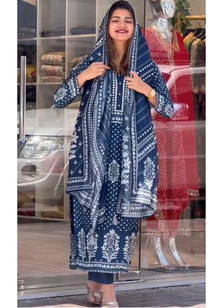 Dubai Lady By Fvd Pure Muslin Printed Kurti With Bottom Dupatta Wholesale Shop In Surat
