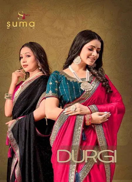 Durgi By Suma Designer Black Rangoli Wedding Wear Saree Wholesale Online