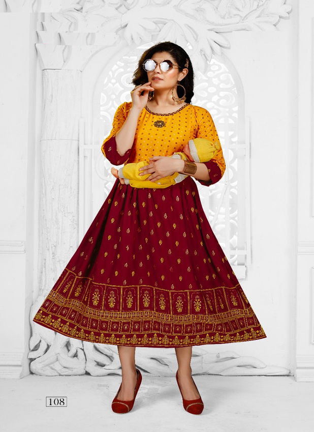 Dveeja Hazel Ethnic Wear Heavy Rayon Designer Anarkali Kurti Collection