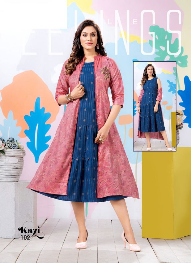 Dveeja Kazi Fancy Designer Regular Wear Rayon Kurti With Jacket Collection