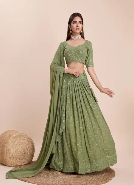 DZ 2235 Mehendi Sequence Embroidery Designer Lehenga Choli Wholesale Market In Surat
