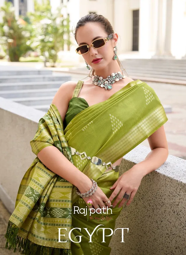 Egypt By Rajpath Rayon Silk Saree With Ikat Weaving Exporters In India