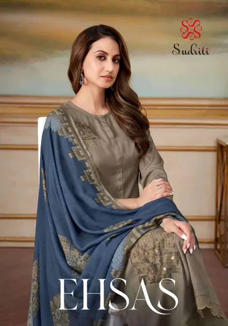 Ehsas By Sudriti Cosmos Satin Printed Dress Material Suppliers In India