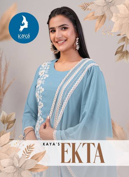 Ekta By Kaya Special Eid Design Georgette Kurti With Bottom Dupatta Wholesale Price In Surat Catalog