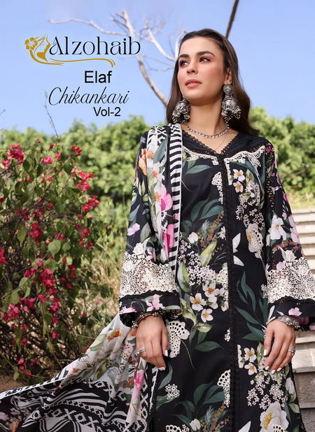 Elaf Chikankari Vol 2 By Alzohaib Cotton Embroidery Pakistani Suits Wholesale Shop in Surat
 Catalog