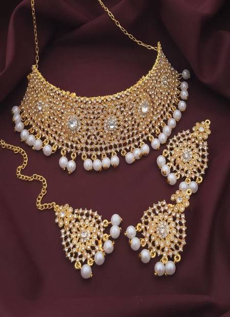 Elegance Fancy Wedding Wear Diamond Necklace Set Wholesale Price In Surat
