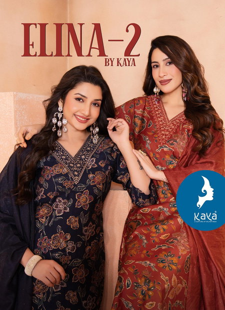 Elina 2 By Kaya Veritcal Kurti With Bottom Dupatta Wholesale Market In Surat