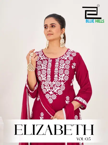 Elizabeth Vol 5 By Blue Hills Rayon Kurtis With Bottom Dupatta Exporters In India