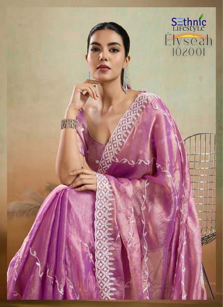 Elyseah By Sethnic Velvet Chiffon Embroidery Wholesale Designer Saree In India