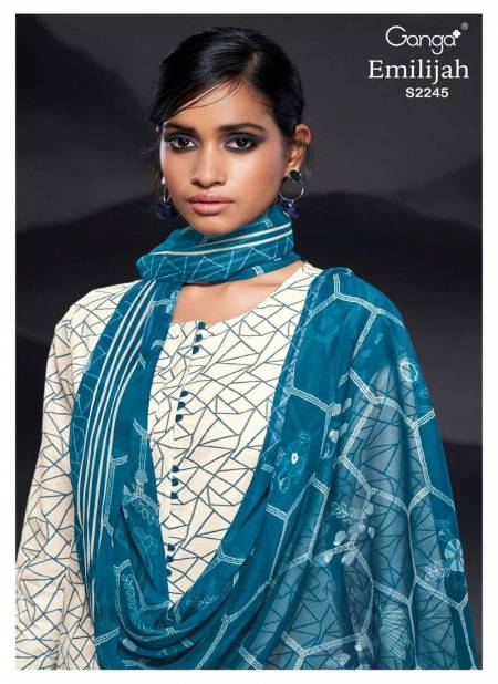 Emilijah 2245 By Ganga Printed Premium Cotton Dress Material Wholesale Price In Surat Catalog