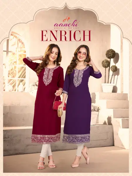 Enrich By Aanchi Rangeela Fancy Straight Cut Kurtis Exporters In India
