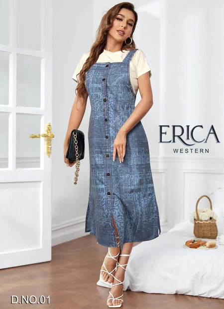 Erica Arya Cotton Print Ladies One Piece Western Wholesale Price In Surat