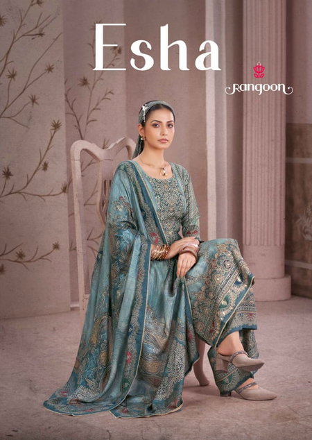 Esha By Rangoon Muslin Printed Wholesale Pakistani Plazzo Suits Suppliers In India
