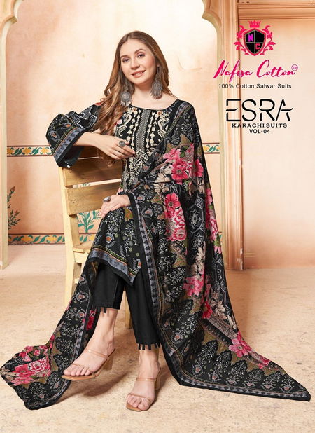 Esra Vol 4 By Nafisa Karachi Cotton Dress Material Wholesale Price In Surat
 Catalog