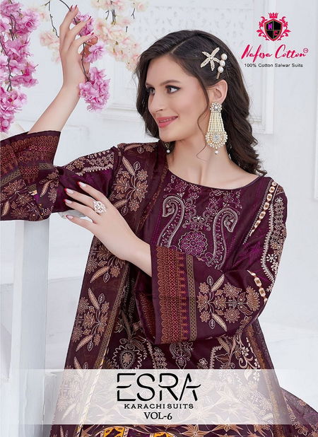 Esra Vol 6 By Nafisa Karachi Cotton Dress Material Wholesale Shop In Surat Catalog